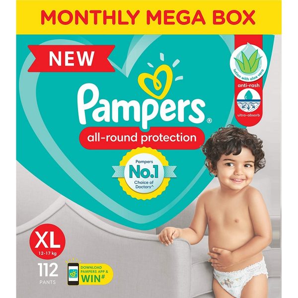 Pampers All Round Protection Pants Extra Large Size Baby Diapers XL 112 Count