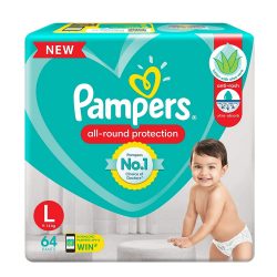 Pampers All Round Protection Pants Large Size Baby Diapers 64 Counts