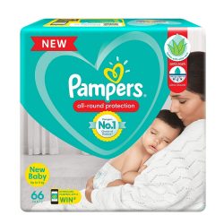 Pampers All round Protection New Born Extra Small Size Baby Diapers 66 Count