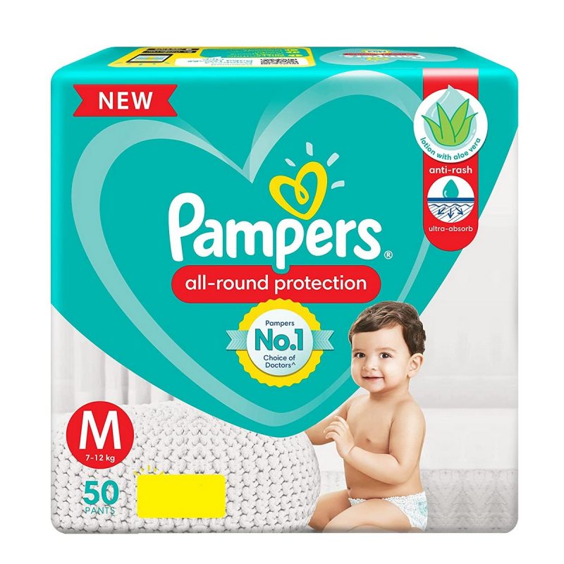 Pampers All round Protection Pants Medium Size Baby Diapers M 50 Count