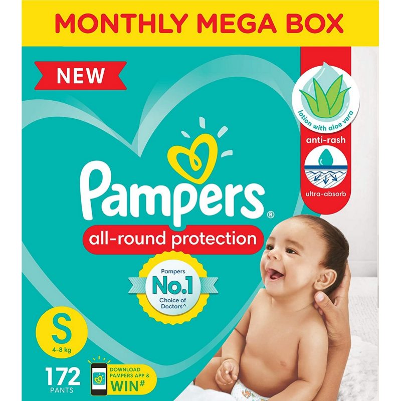 Pampers All round Protection Small Size Baby Diapers 172 Count