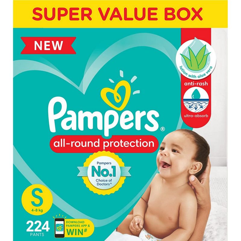 Pampers All round Protection Small Size Baby Diapers 224 Count