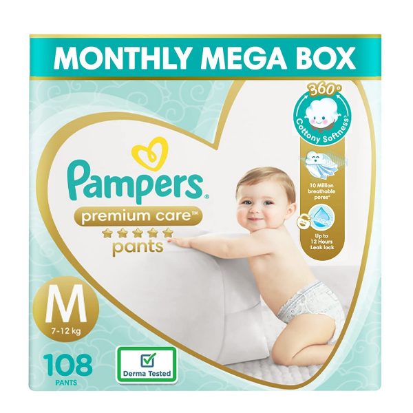 Pampers Premium Care Medium Size Baby Diapers 108 Count