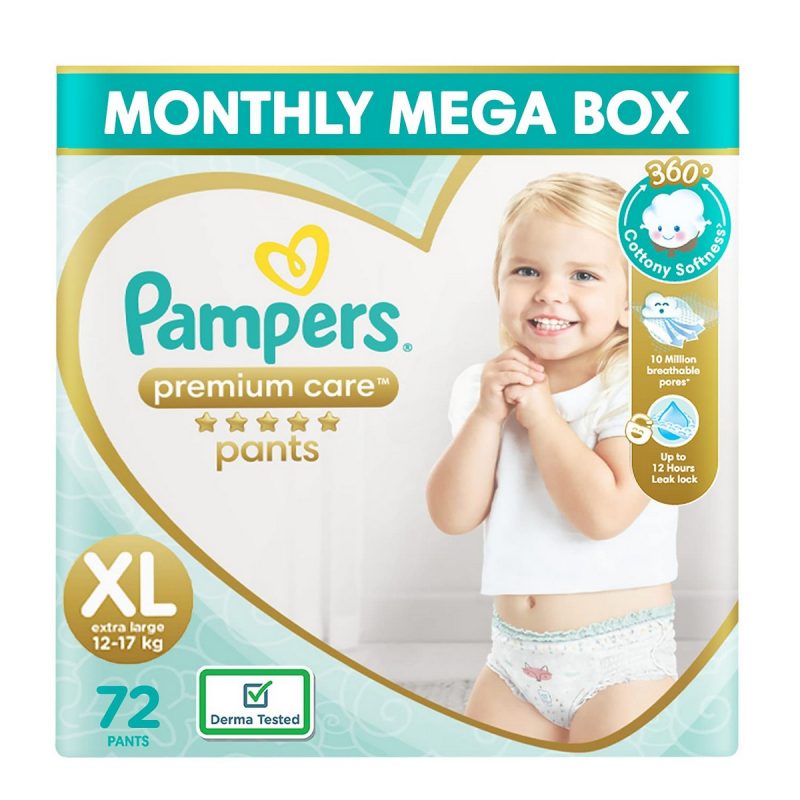 Pampers Premium Care Pants XL Size Baby Diapers 72 Count