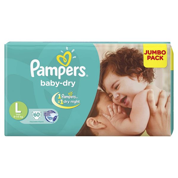 Pampers Taped Baby Diapers Large 60 count