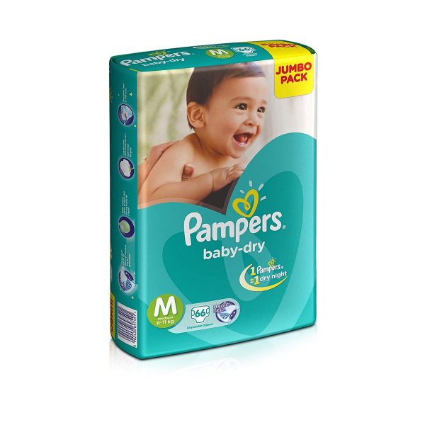 Pampers Taped Baby Diapers Medium Size 66 Count