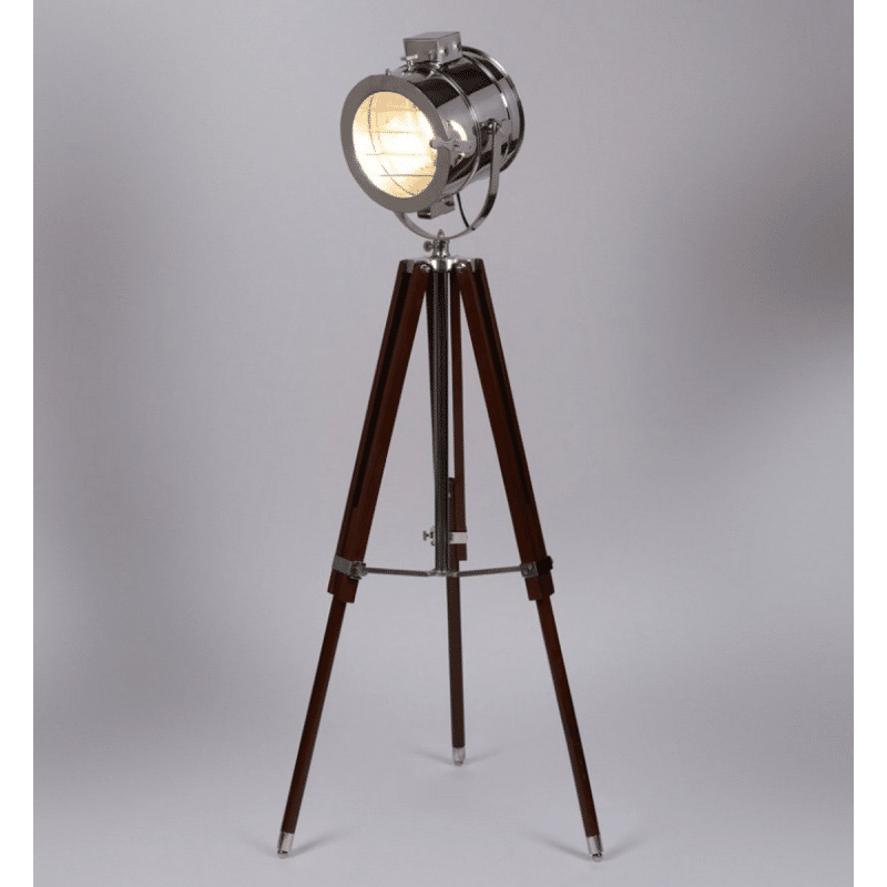 Silver Stainless Steel Made Standing Spotlight With Wooden Tripod 4
