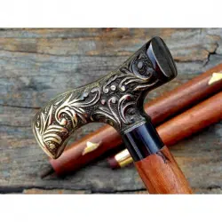 Victorian Style Artistic Handmade Brass Walking Cane 8