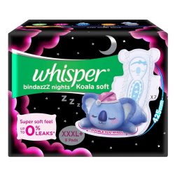 Whisper Bindazzz Nights Koala Soft Sanitary Pads XXXL 8 Napkins