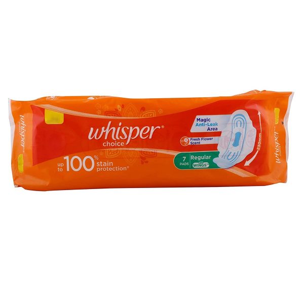 Whisper Choice Sanitary Napkins Ultra with Wings Pack of 7 Pads Regular