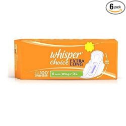 Whisper Choice Sanitary Pads Extra Large Size 6 Pads