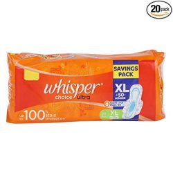 Whisper Choice Sanitary Pads with Wings for women 20 Pads Extra large 3