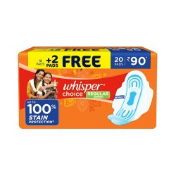 Whisper Choice Sanitary Regular Pads For Women Regular Size 20 Napkins