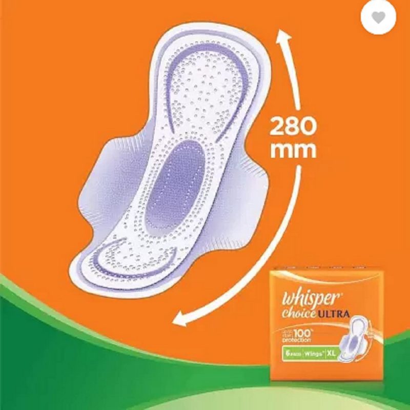 Whisper Choice Ultra 100 Stain Protection 24 Pads Sanitary Pad for women 2