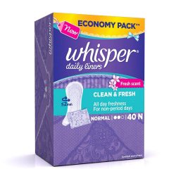 Whisper Clean And Fresh Daily Liners Sanitary Pads For Women 40 Napkins