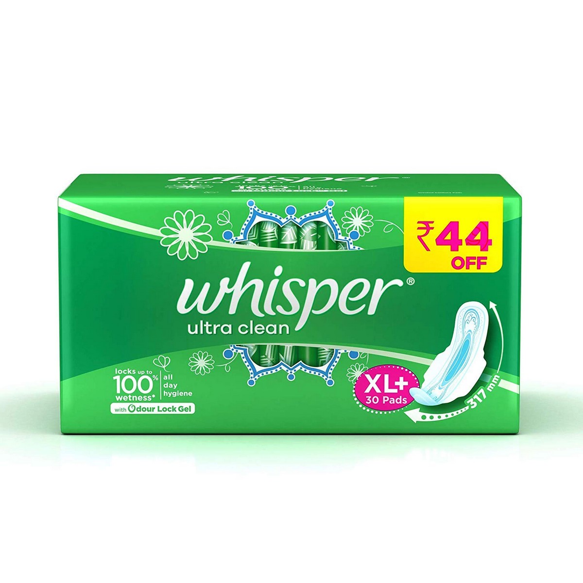 Whisper Ultra Soft Sanitary Pads - 50 Pieces (XL) and Whisper Ultra  Overnight Sanitary Pads with Wings 