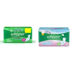 Whisper Ultra Clean Sanitary Pads 30 Pieces XL Plus Ultra Soft Sanitary Pads 30 Pieces XL Combo