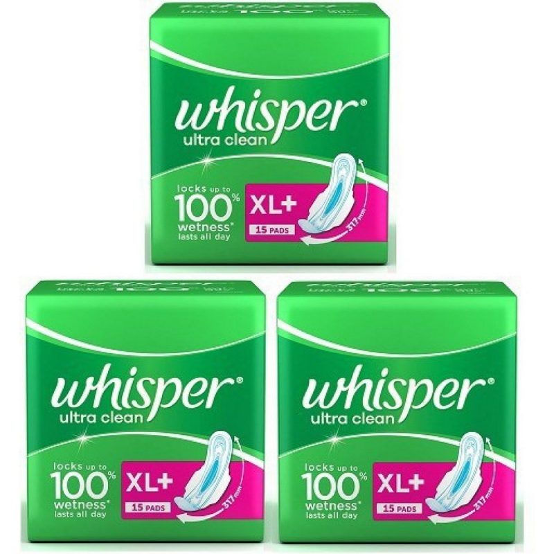 Whisper Ultra Clean XL Plus Wings 151515 Count Sanitary Pad Pack of 3 3