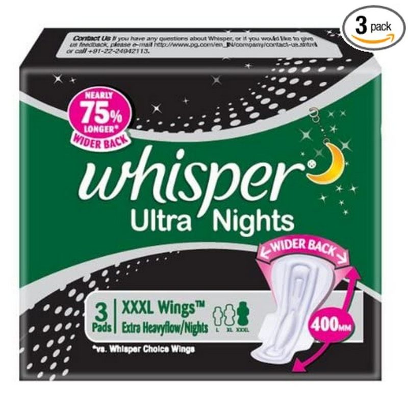Whisper Ultra Nights Extra Heavy Flow XXXL Wings Pack of 3 Pads