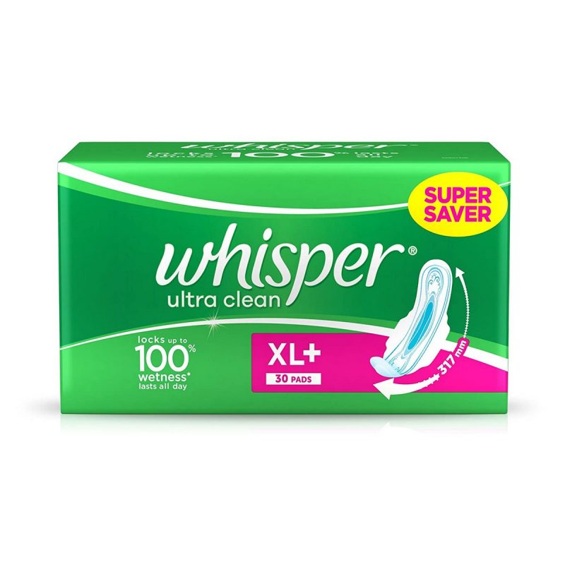 Whisper Ultra Plus Sanitary Pads XL Plus 30 Count Pack of 1