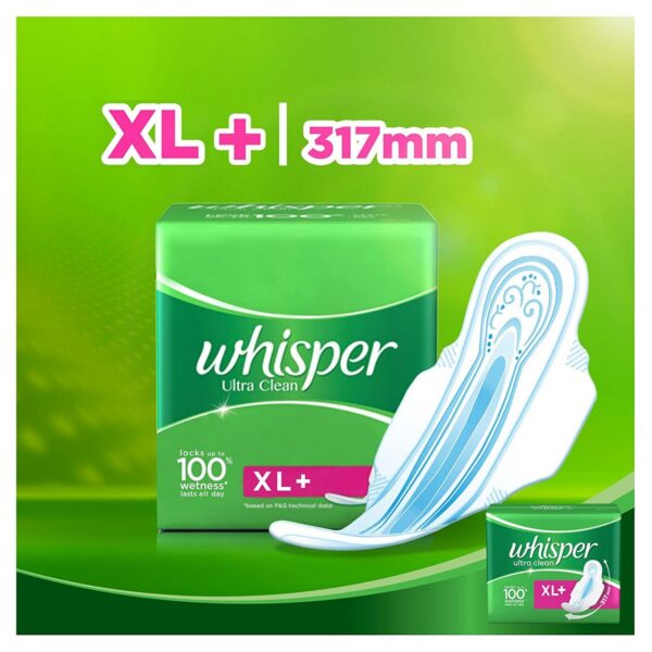 Whisper Ultra Sanitary Pads XL Plus Wings 15 Count 2