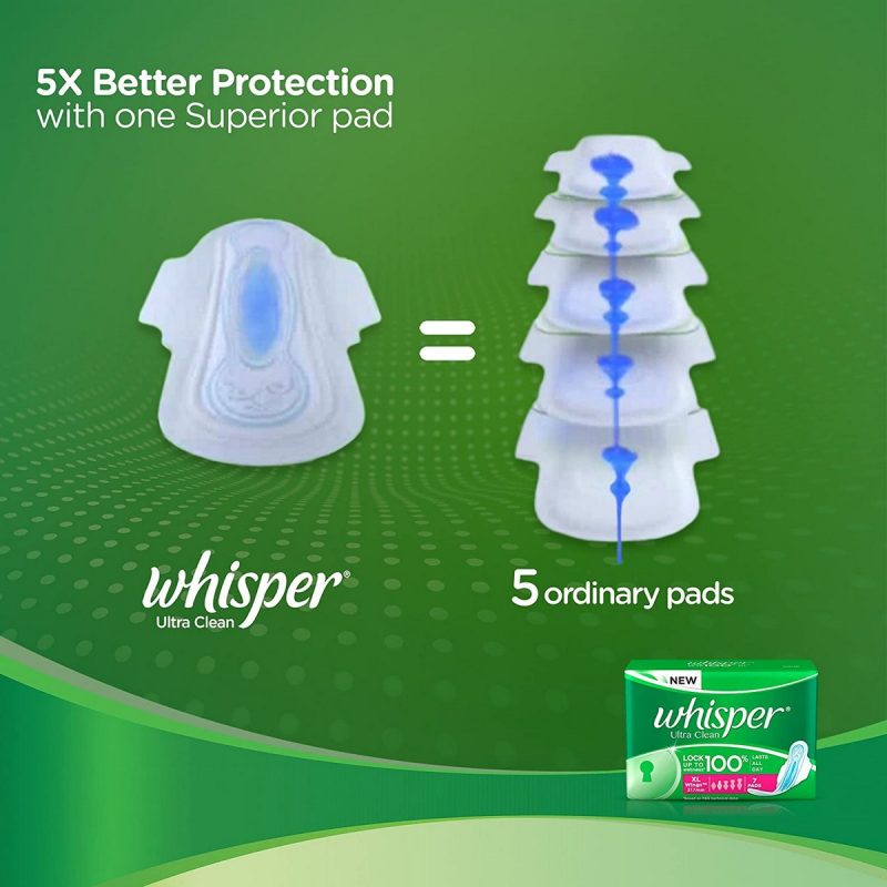 Whisper Ultra Sanitary Pads XL Plus wings 7 Count 7