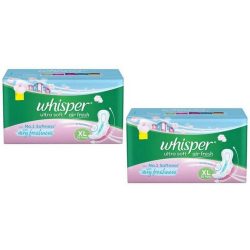 Whisper Ultra Soft Air Fresh Sanitary Pads For Women X Large Pack of 2 30 Each