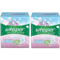 Whisper Ultra Soft Air Fresh XL 15 Count Sanitary Pad Pack of 2