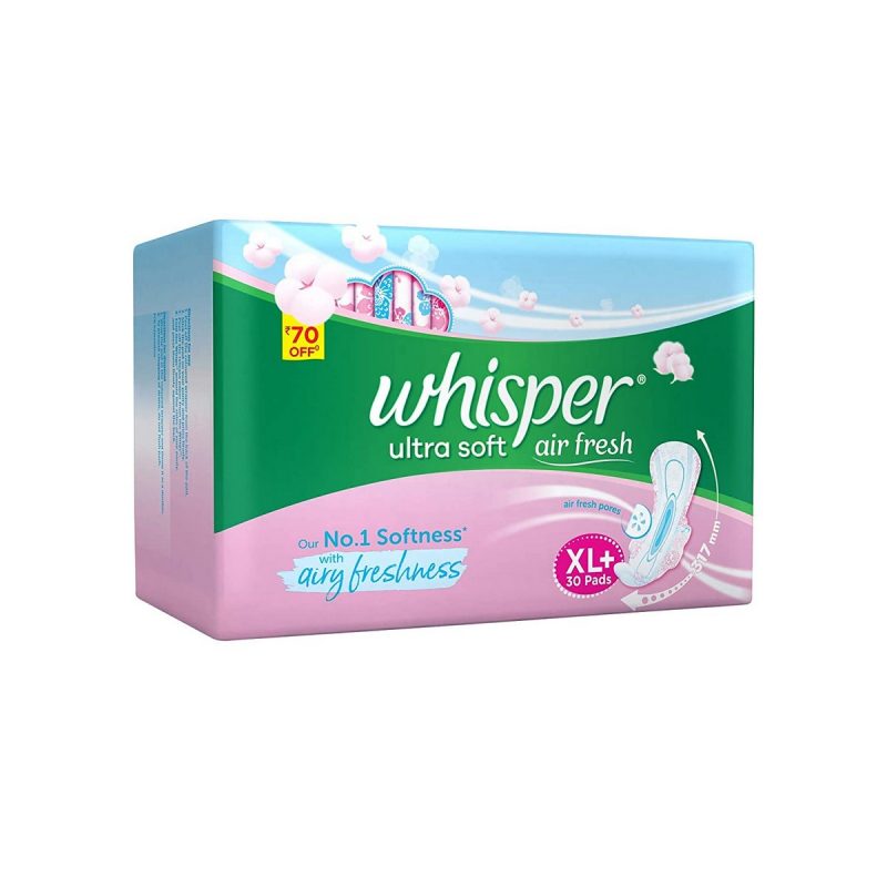 Whisper Ultra Soft Sanitary Pads 30 Pieces XL Ultra Night Sanitary XL Pads 15 Count 2
