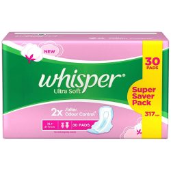 Whisper Ultra Soft XL Plus Sanitary Pads 30 Count
