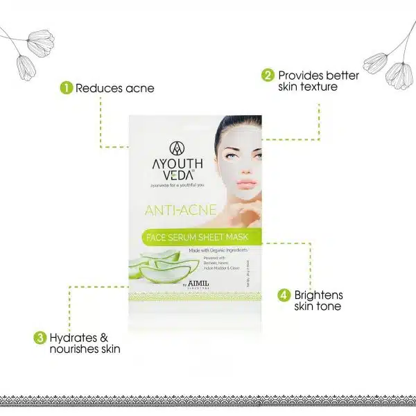 Ayouthveda Anti Acne Face Serum Sheet Mask For Acne Prone Skin 1 2