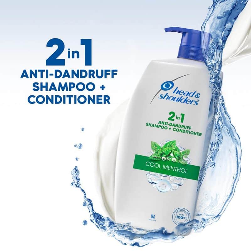 Head Shoulders 2 in 1 Cool Menthol Anti Dandruff Shampoo Conditioner for Women Men 1L4