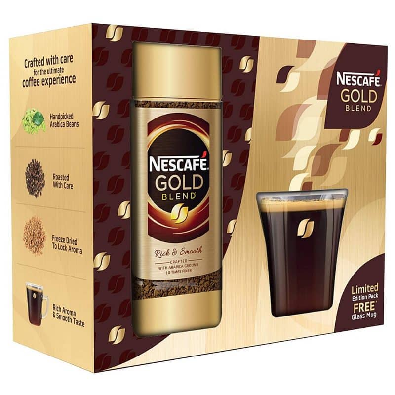 Nescafe Gold Blend Instant Coffee Powder 100g With Free Glass Mug