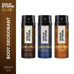 Wild Stone Classic Cologne Leather and Musk Deodorants for Men Long Lasting Body Spray Pack of 3 225ml each 1
