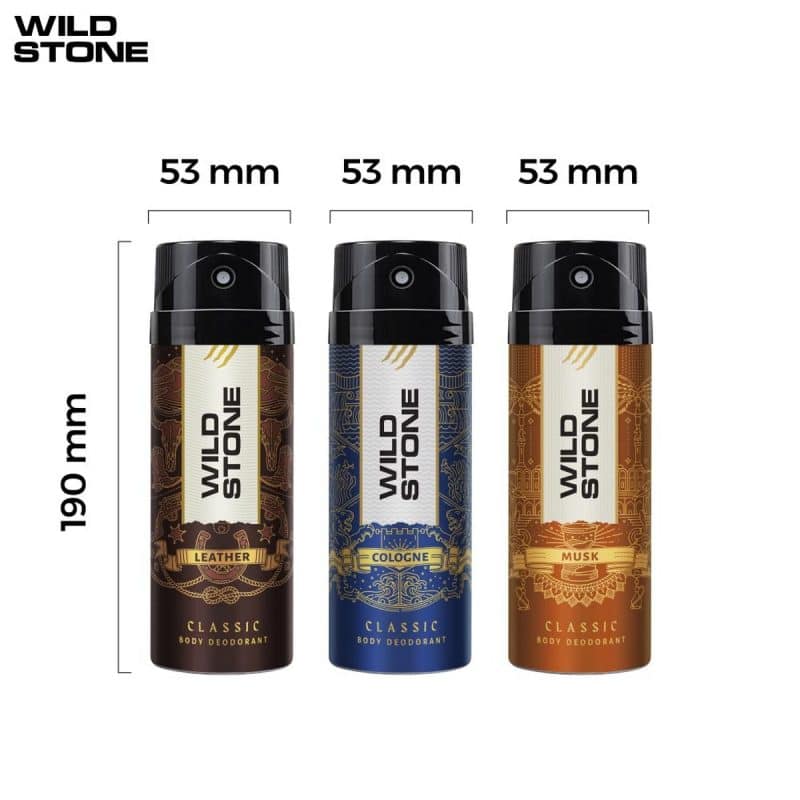 Wild Stone Classic Cologne Leather and Musk Deodorants for Men Long Lasting Body Spray Pack of 3 225ml each 4