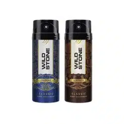 Wild Stone Classic Cologne and Leather Long Lasting Deodorants for Men Pack of 2 225ml each