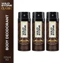 Wild Stone Classic Leather Deodorant for Men Pack of 3 225ml each 1