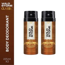 Wild Stone Classic Musk Deodorants for Men Long Lasting Body Deo Spray Pack of 2 225ml each 1