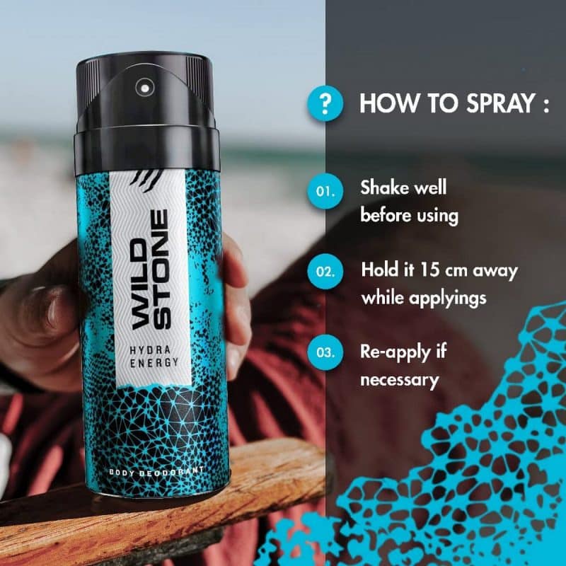 Wild Stone Hydra Energy Deodorants for Men Long Lasting Strong Masculine Fragrance Pack of 2 150ml each 1