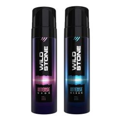 Wild Stone Intense Neon and Ocean No Gas Deodorants for Men Long lasting Deo Body Spray Pack of 2 120ml each