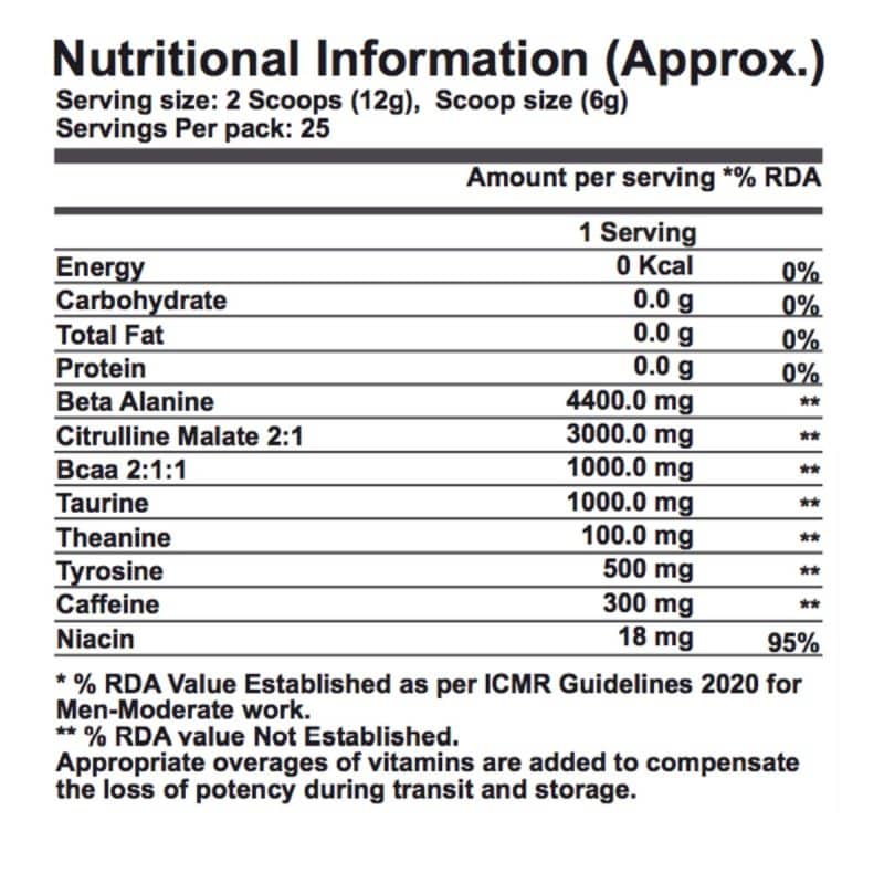 Gibbon Nutrition Inject X Treme Pre Workout Mango Flavour 250 grams 4