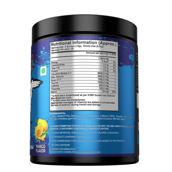 Gibbon Nutrition Jolt Pre Workout Mango Flavour 400 grams