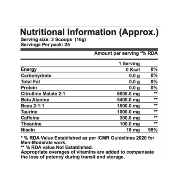 Gibbon Nutrition Jolt Pre Workout Mango Flavour 400 grams 2