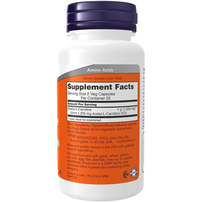 NOW Foods Acetyl L carnitine 500mg 50 Capsules