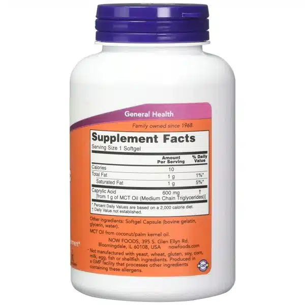 NOW Foods Caprylic Acid 600 mg 100 capsules 3