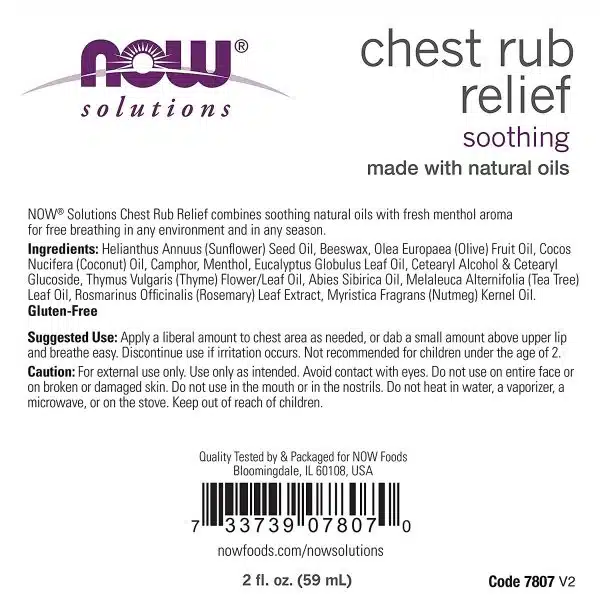 NOW Foods Chest Rub Relief Soothing 59 ml 2