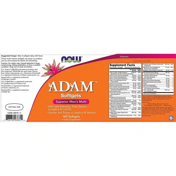 Now Foods Adam Mens Multiple Vitamin 180 capsule 2