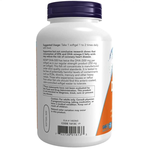 Now Foods DHA 500 Double Strength 180 capsules 3