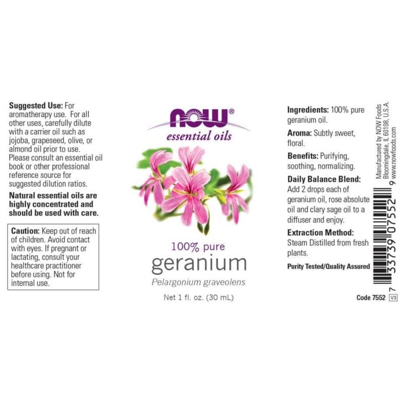 Now Foods Geranium Oil Egyptian Pack of 2 30 ml