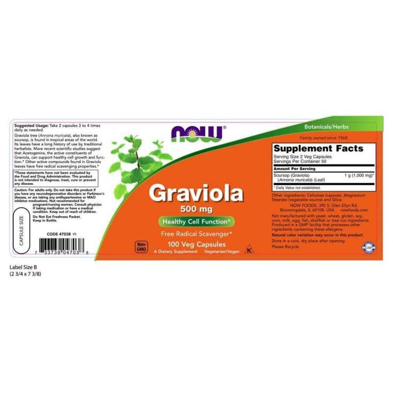 Now Foods Graviola 500 mg Pack of 2 100 Capsules 2 1